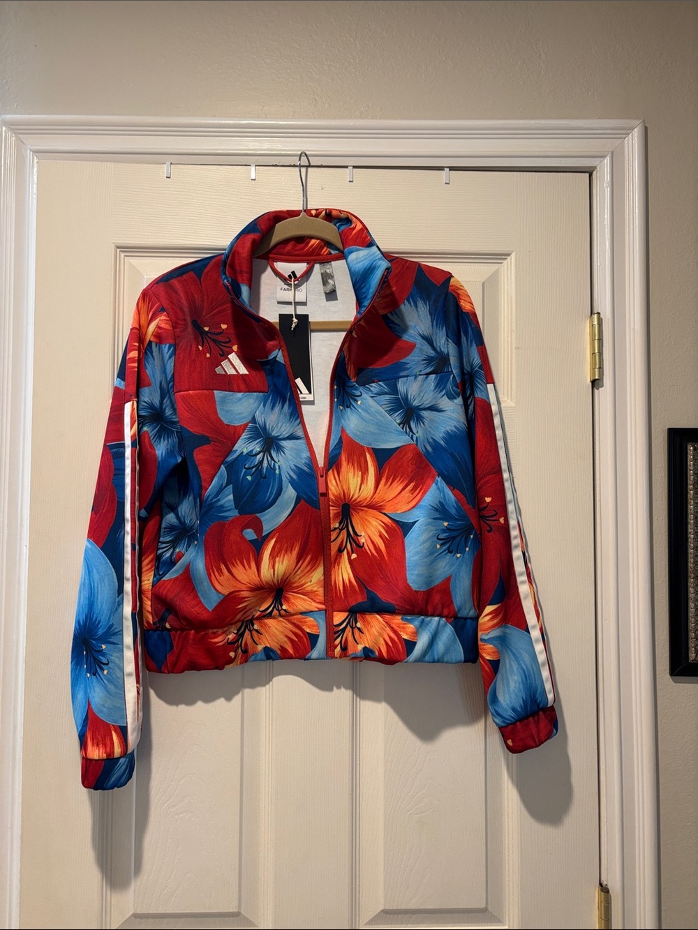 Adidas  Farm Rio unique Floral Bomber Jacket - Red, Blue & Orange